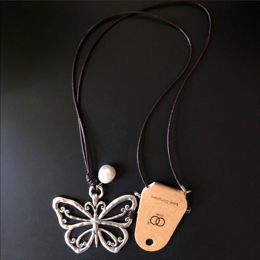 OORI - Big Butterfly Genuine Leather Necklace